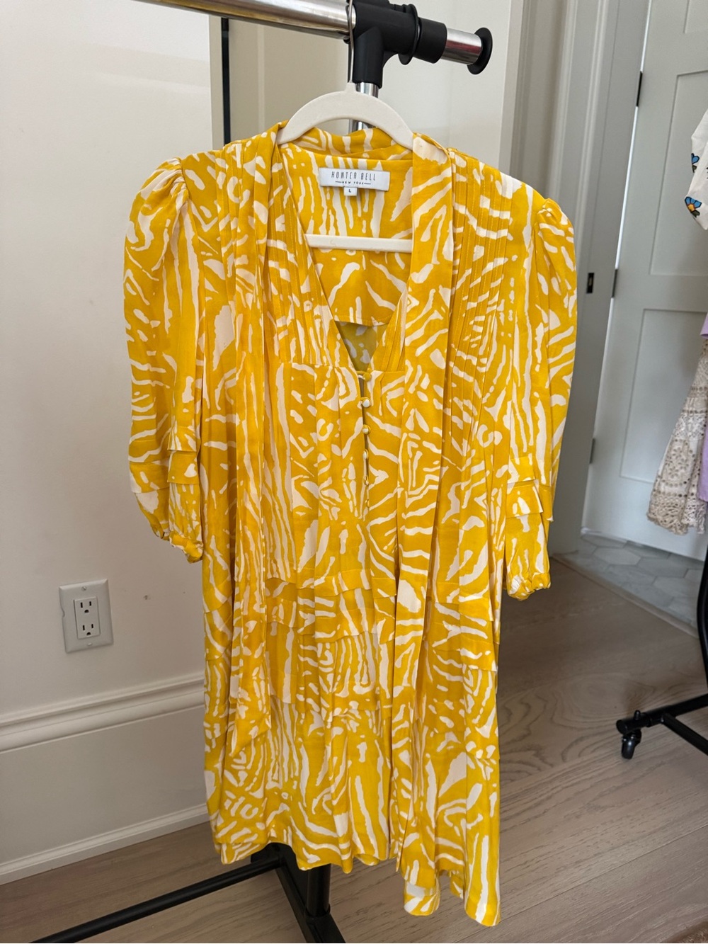 HUNTER BELL Yellow and White Mini Dress